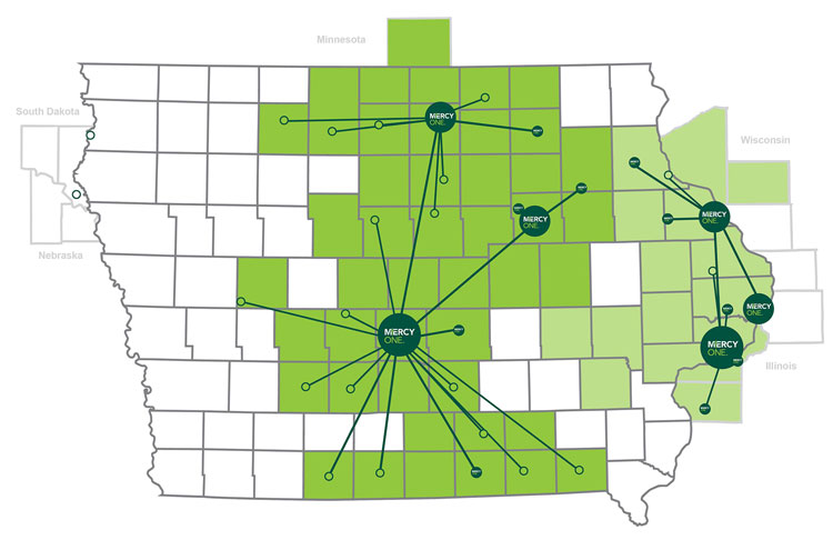 Map of MercyOne Locations